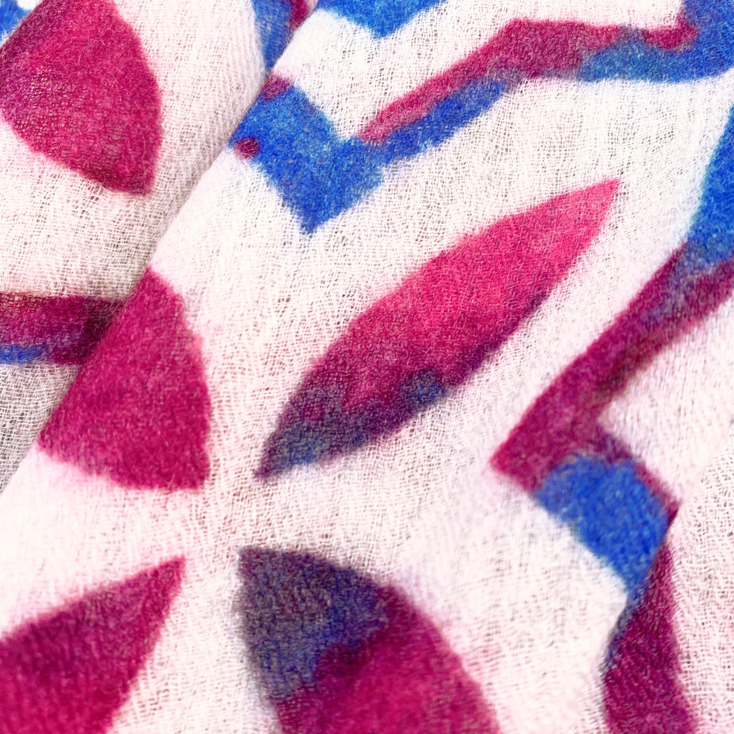 "NIZZA" HAND FELTED & HANDPRINTED SCARF – PINK BLUE