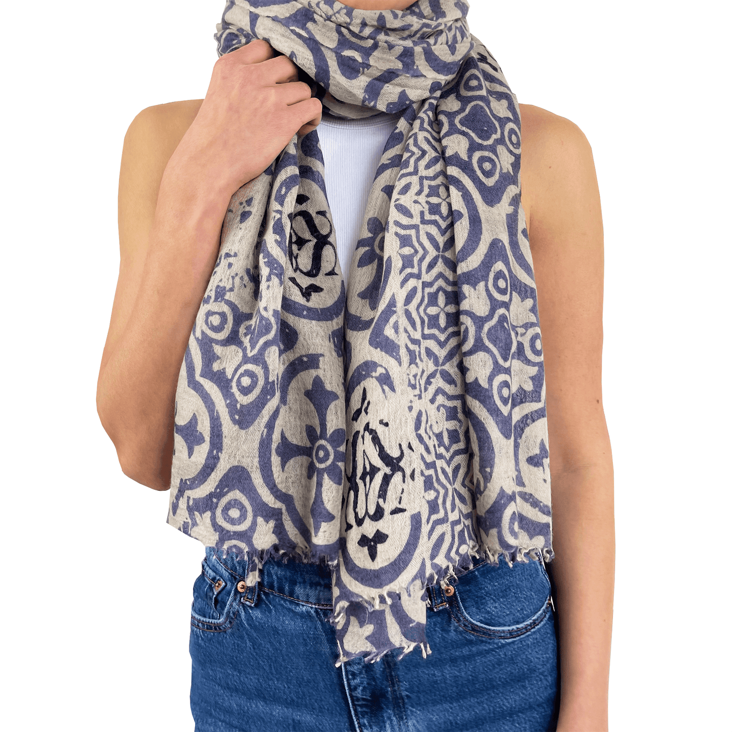 "CANNES" HAND FELTED & HANDPRINTED SCARF – PURPLE